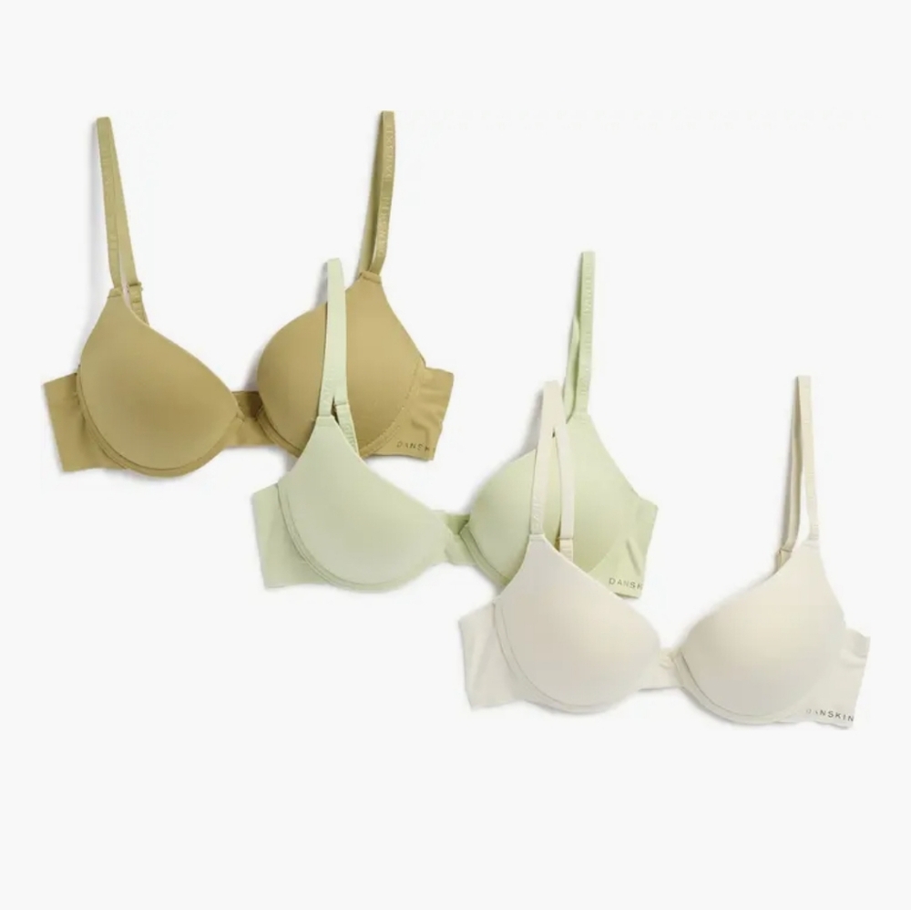 Danskin Underwire Padded Bra Trio - Maroon, White, and Peach